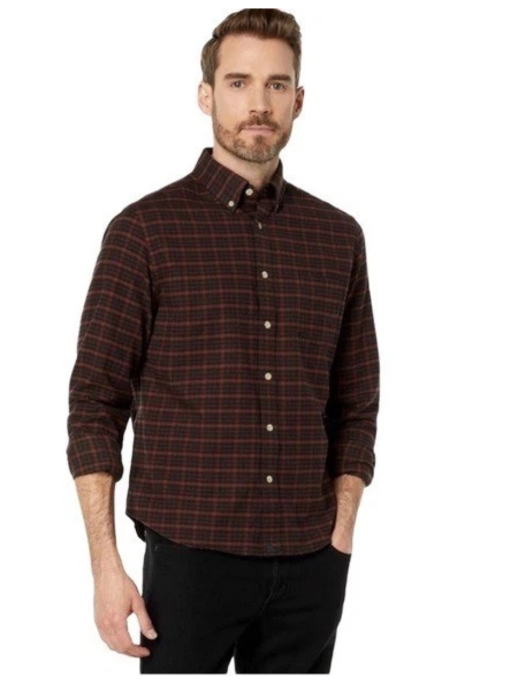 Untuckit Mens Martino Plaid Flannel Button Down Shirt Size Large